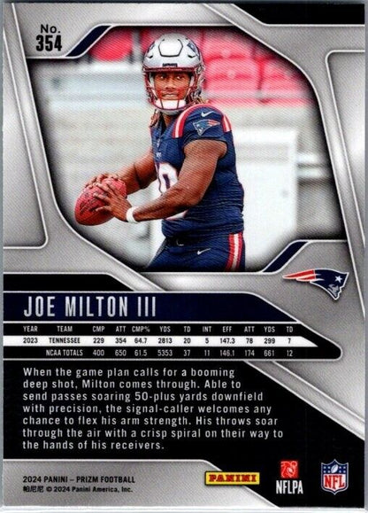 2024 Panini Prizm - #354 Joe Milton III Rookie (RC)