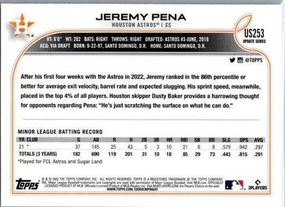 2022 Topps Update Series - Fielding in Grey Jersey #US253 Jeremy Pena (RC)