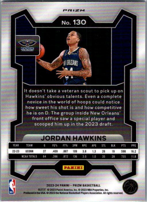 2023-24 Panini Prizm #130 Jordan Hawkins Prizms Green