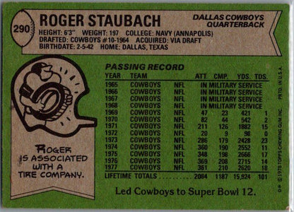 1978 Topps #290 Roger Staubach