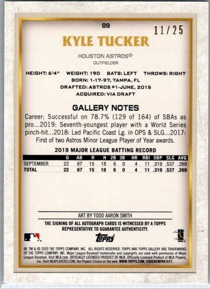 2020 Topps Gallery - Orange Autographs #89 Kyle Tucker /25 (AU)