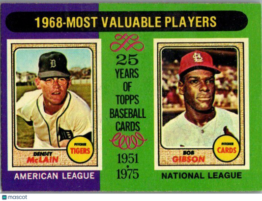 1975 Topps #206 1968 MVPs (Denny McLain / Bob Gibson)