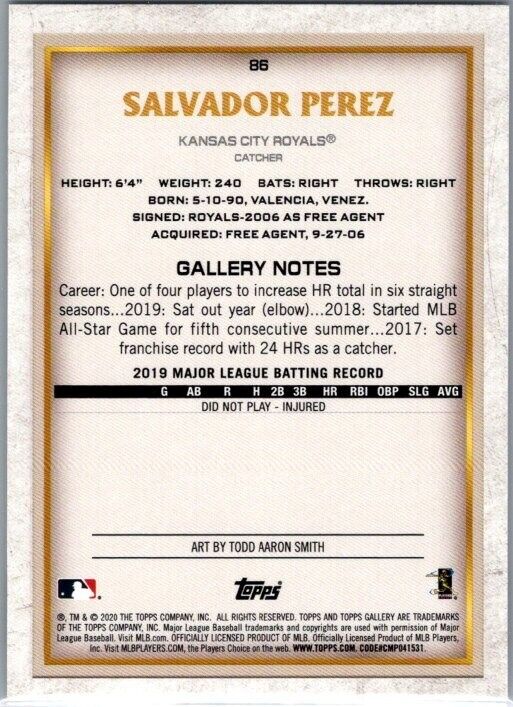 2020 Topps Gallery - #86 Salvador Perez