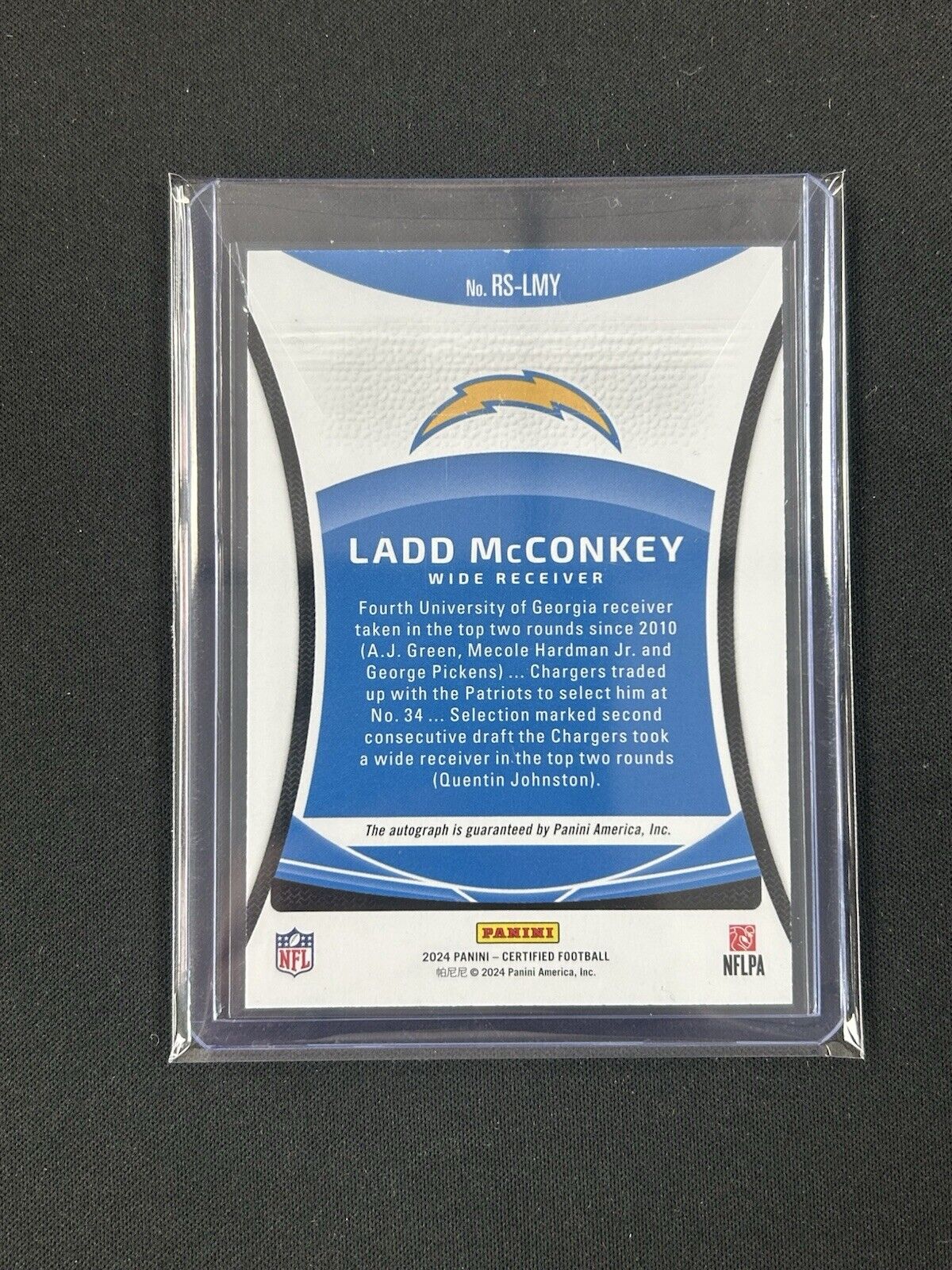 2024 Panini Certified Rookie Black #RS-LMY Ladd McConkey 1/1