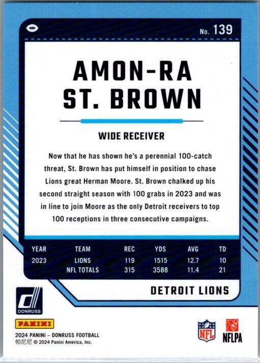 2024 Panini Donruss - #139 Amon-Ra St. Brown