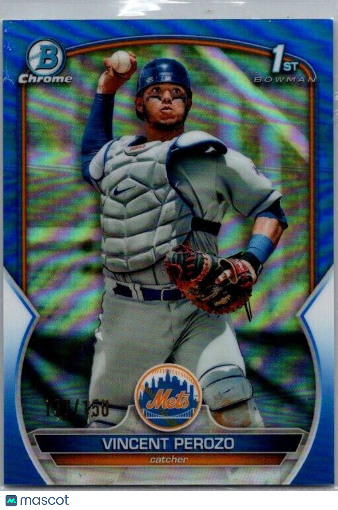 2023 Bowman - Chrome Prospects #BCP-102 Vincent Perozo (RC) Blue Refractor /150