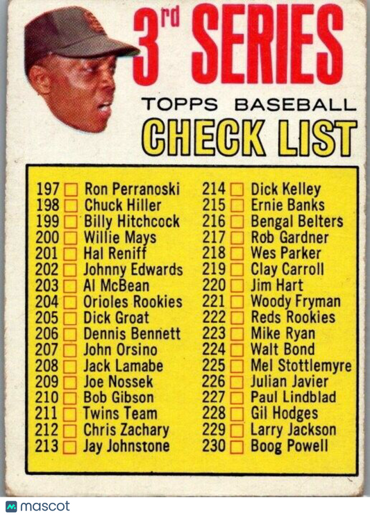 1967 Topps - 214 is Tom Kelley #191 Willie Mays