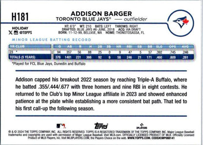 2024 Topps Holiday #H181 Addison Barger