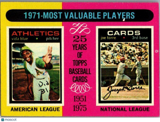 1975 Topps #209 1971 MVPs (Vida Blue / Joe Torre)