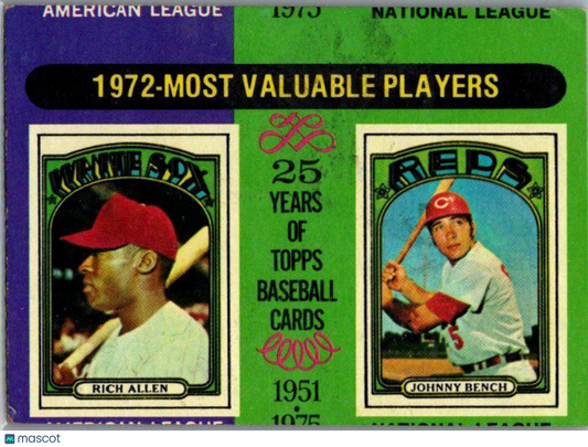 1975 Topps #210 1972 MVPs (Rich Allen / Johnny Bench)