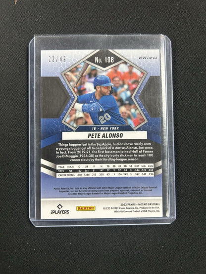 2022 Panini Mosaic Purple Prizm Refractor #198 Pete Alonso SP /49