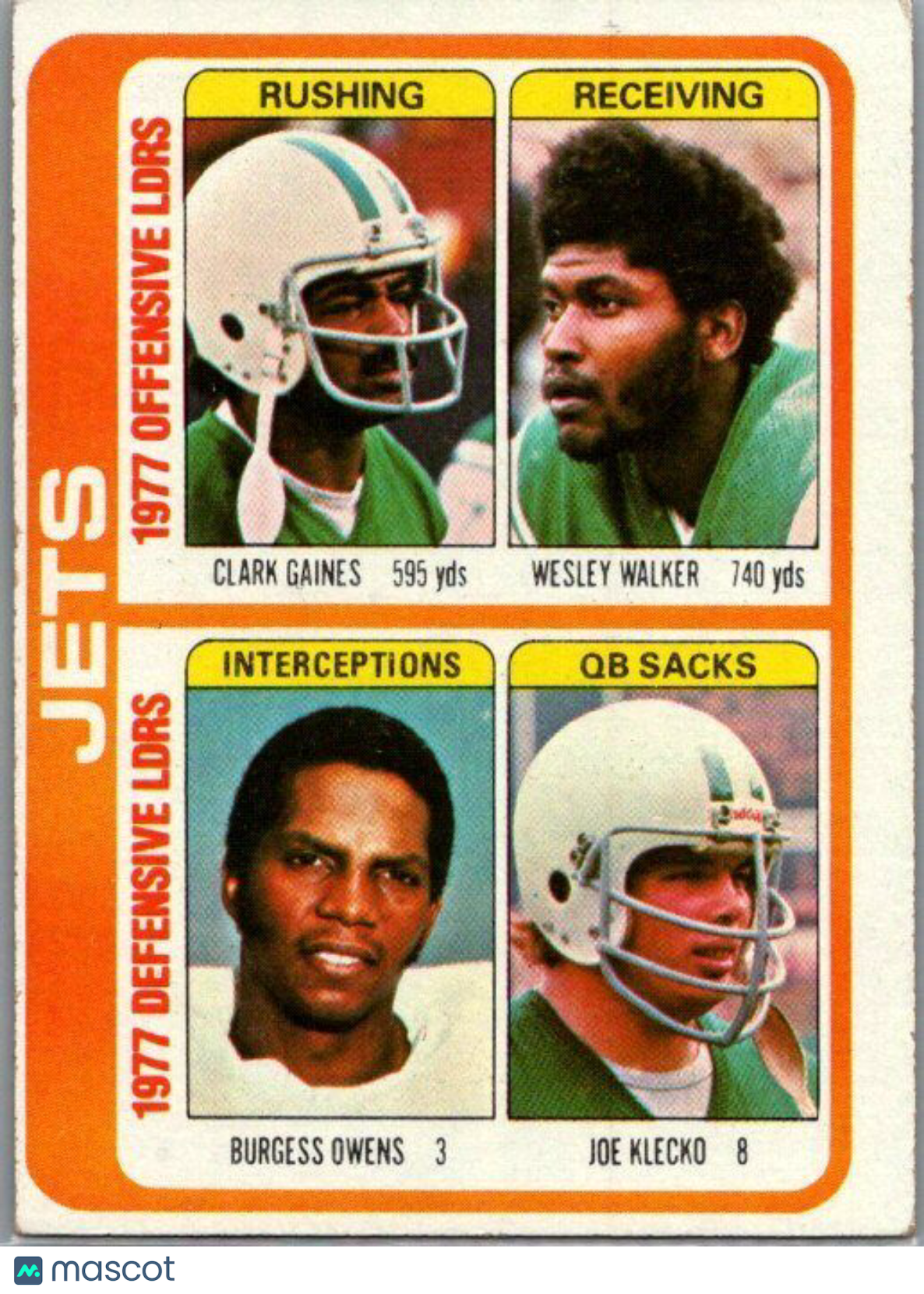 1978 Topps #519 Clark Gaines / Wesley Walker / Burgess Owens / Joe Klecko