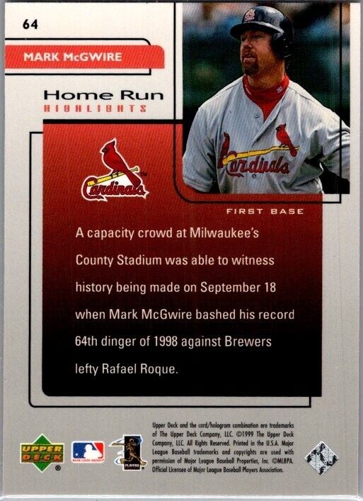 1999 Upper Deck Challengers for 70 - #64 Mark McGwire