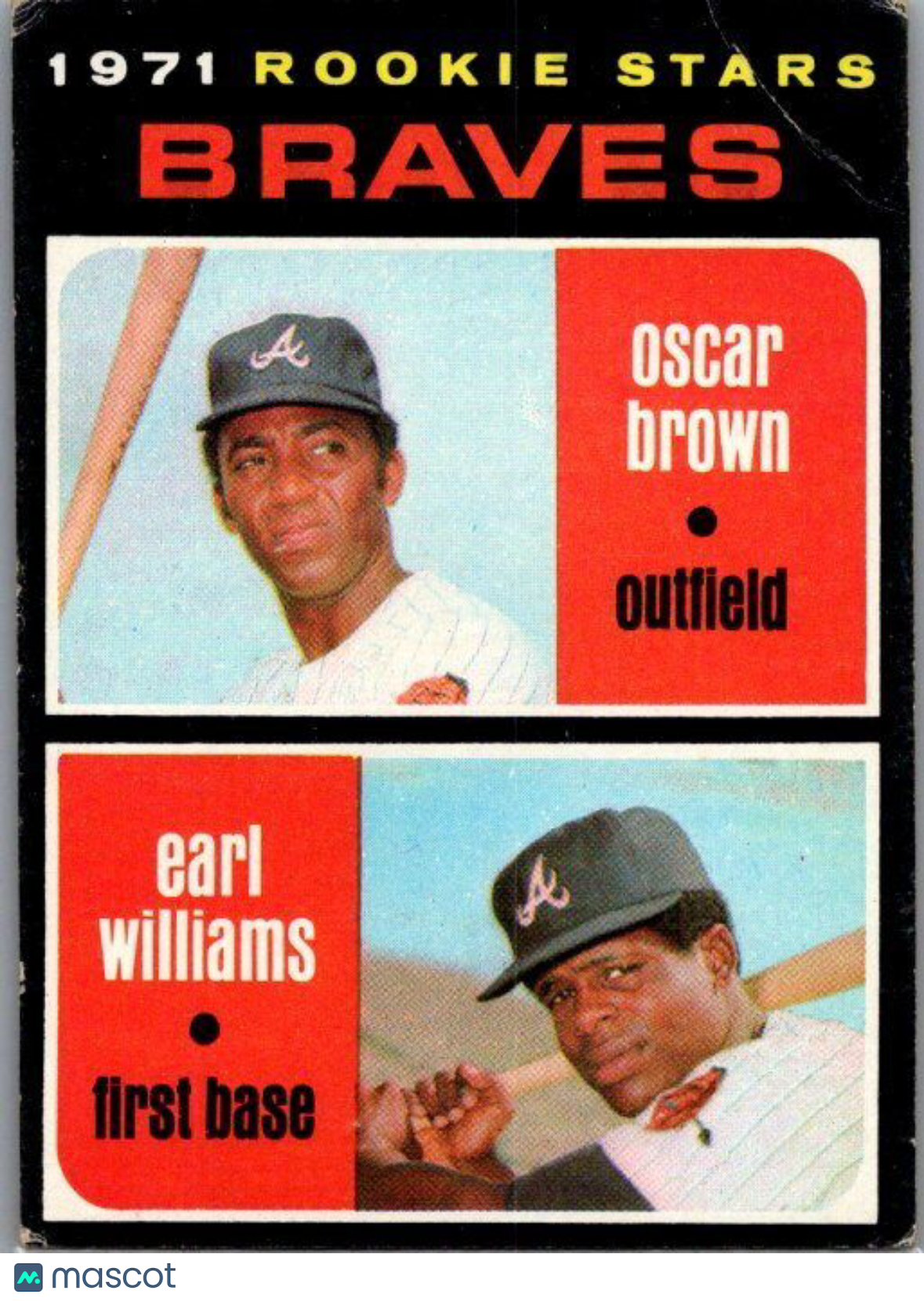 1971 Topps #52 Braves 1971 Rookie Stars (Oscar Brown / Earl Williams) RS, RC