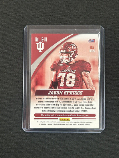 2016 Panini Indiana Team Collection Auto Jason Spriggs /99