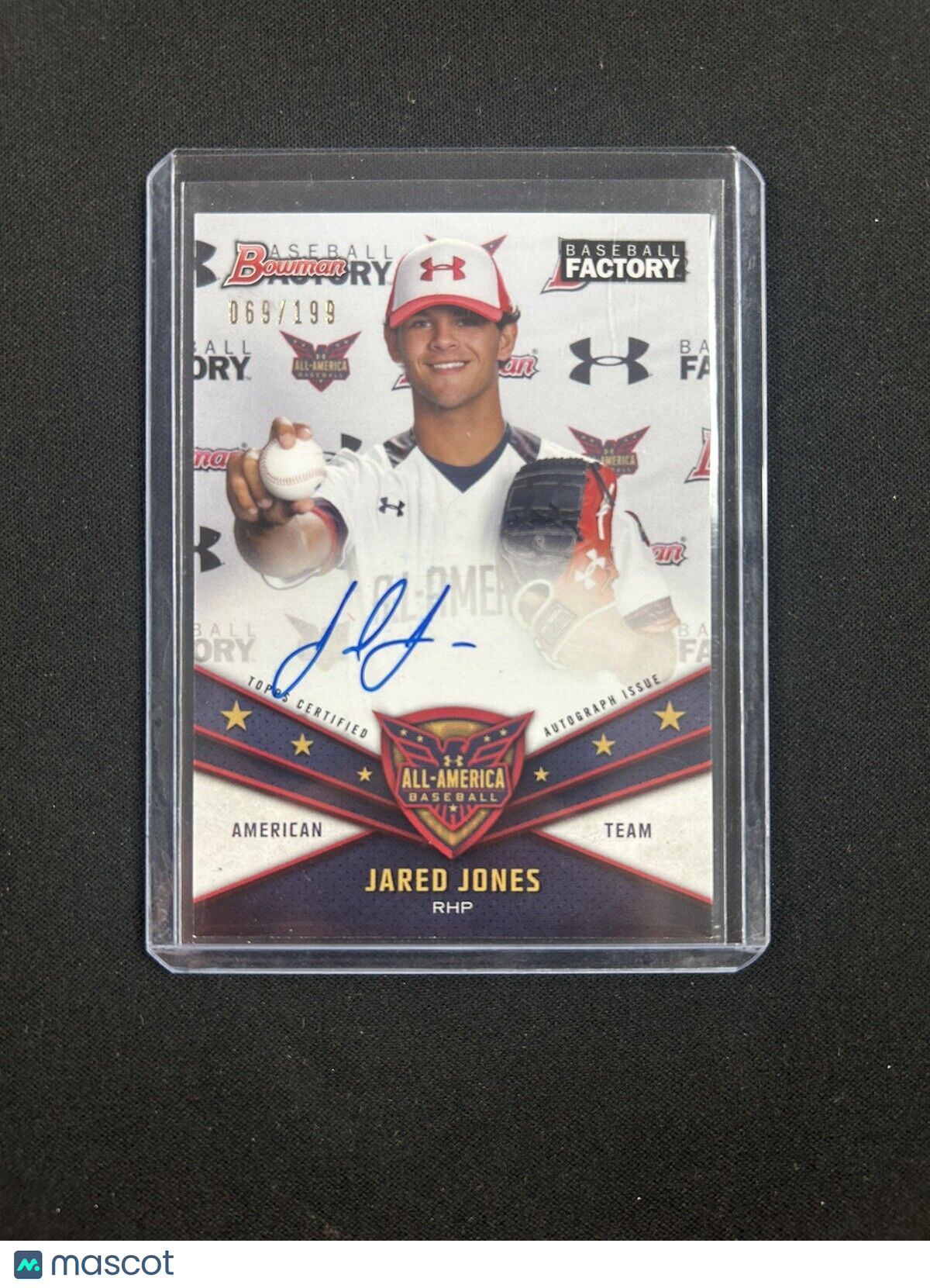 2019 JARED JONES PIRATES RC BOWMAN BB FACTORY All-American Auto 69/199 UAA-7