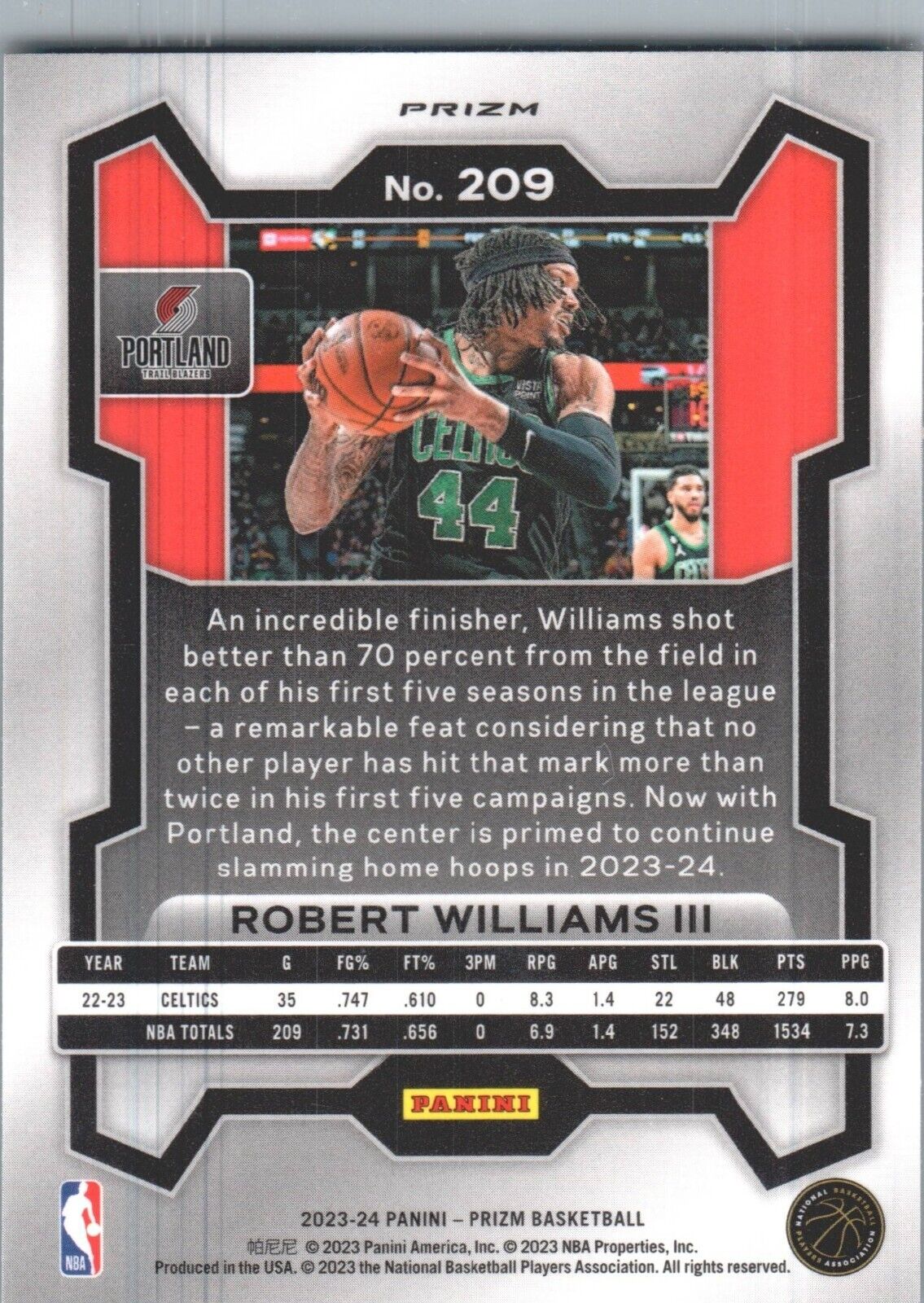 2023-24 Panini Prizm - Green #209 Robert Williams III