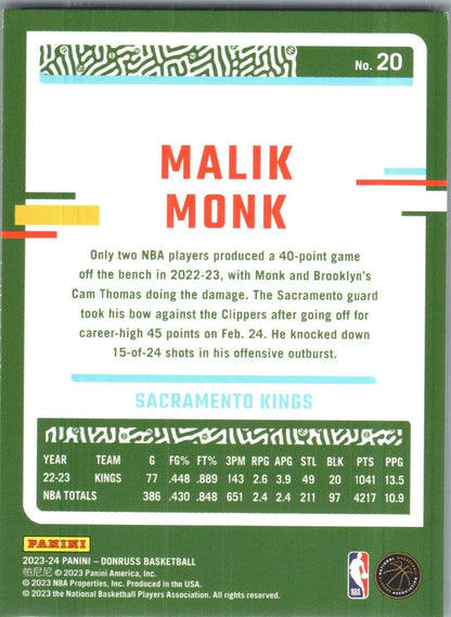 2023-24 Panini Donruss - #20 Malik Monk