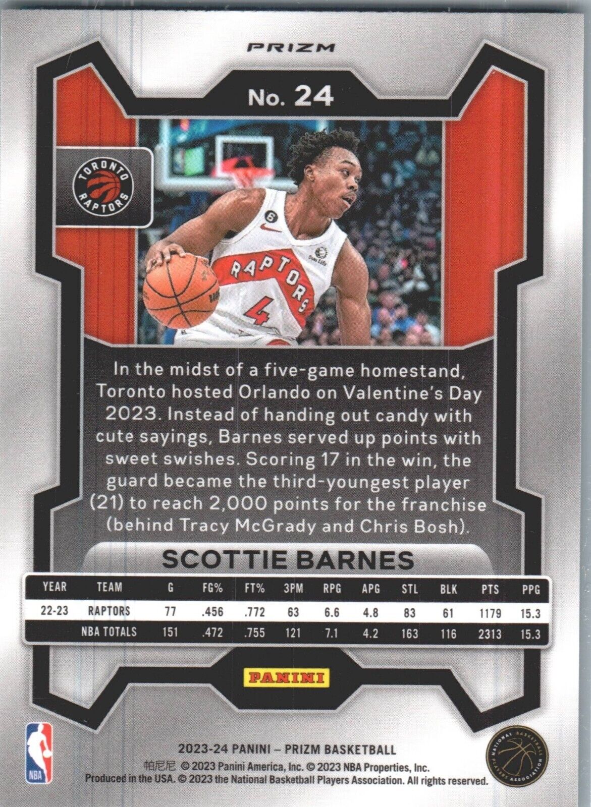 2023-24 Panini Prizm - Green Prizm #24 Scottie Barnes