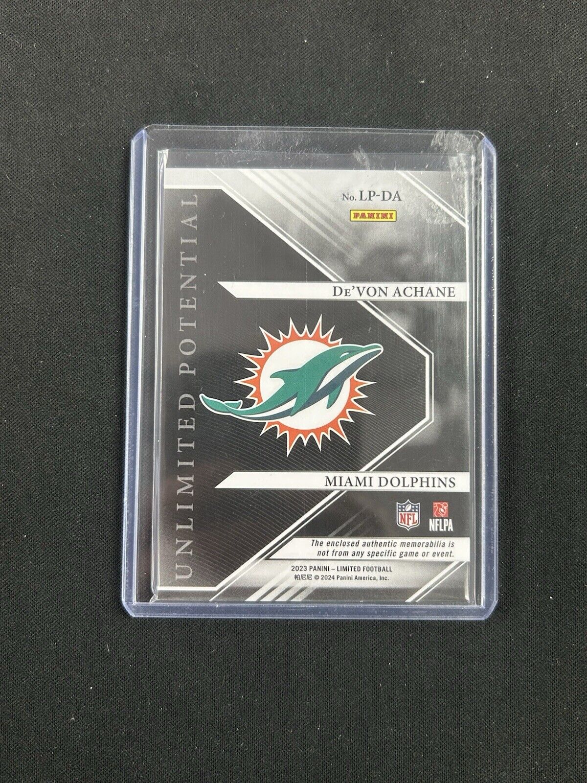 2023 Panini Limited Unlimited Potential Patch #LP-DA Devon Achane /200