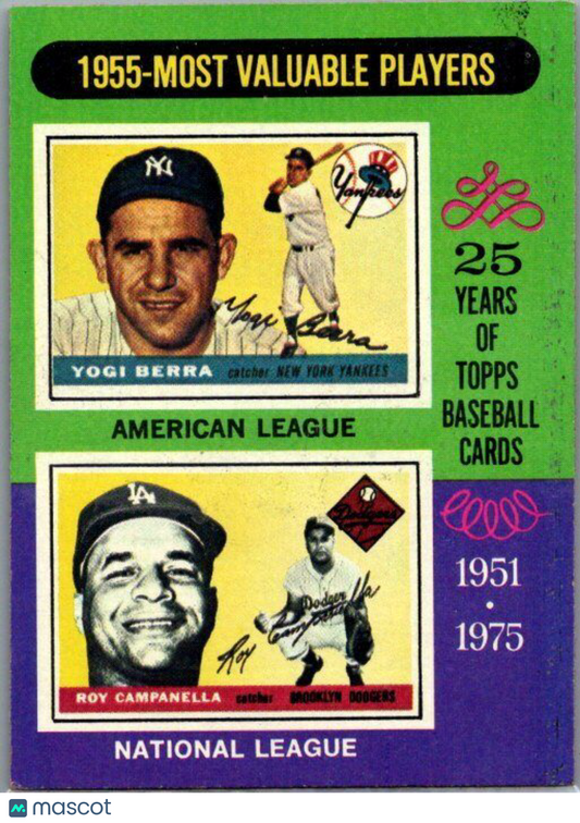 1975 Topps #193 1955 MVPs (Yogi Berra / Roy Campanella)