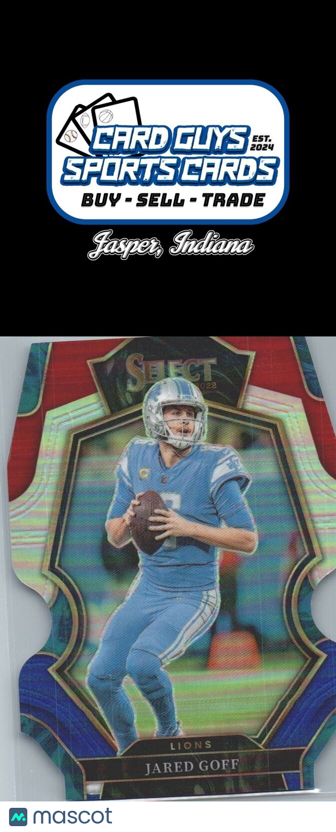 2022 Panini Select #134 Jared Goff Red and Blue Prizm Die Cut