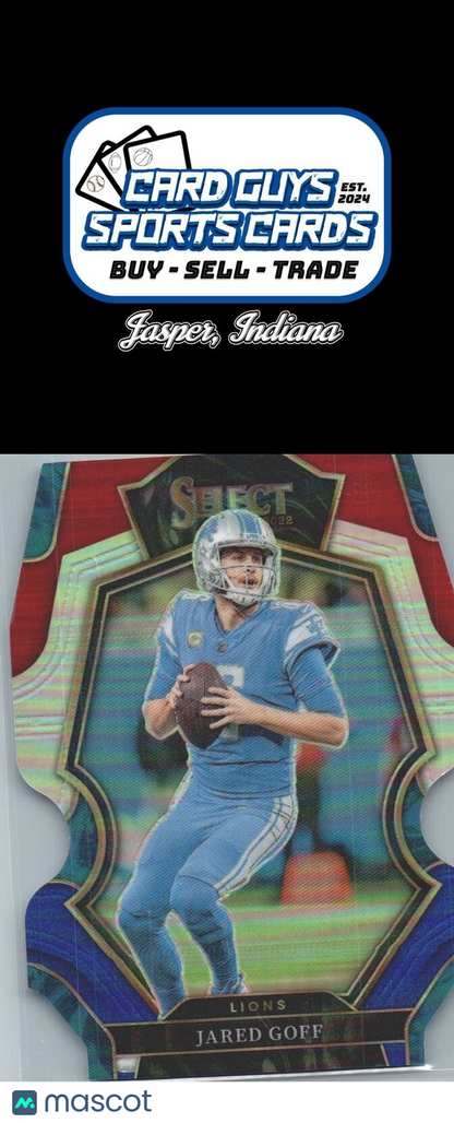 2022 Panini Select #134 Jared Goff Red and Blue Prizm Die Cut