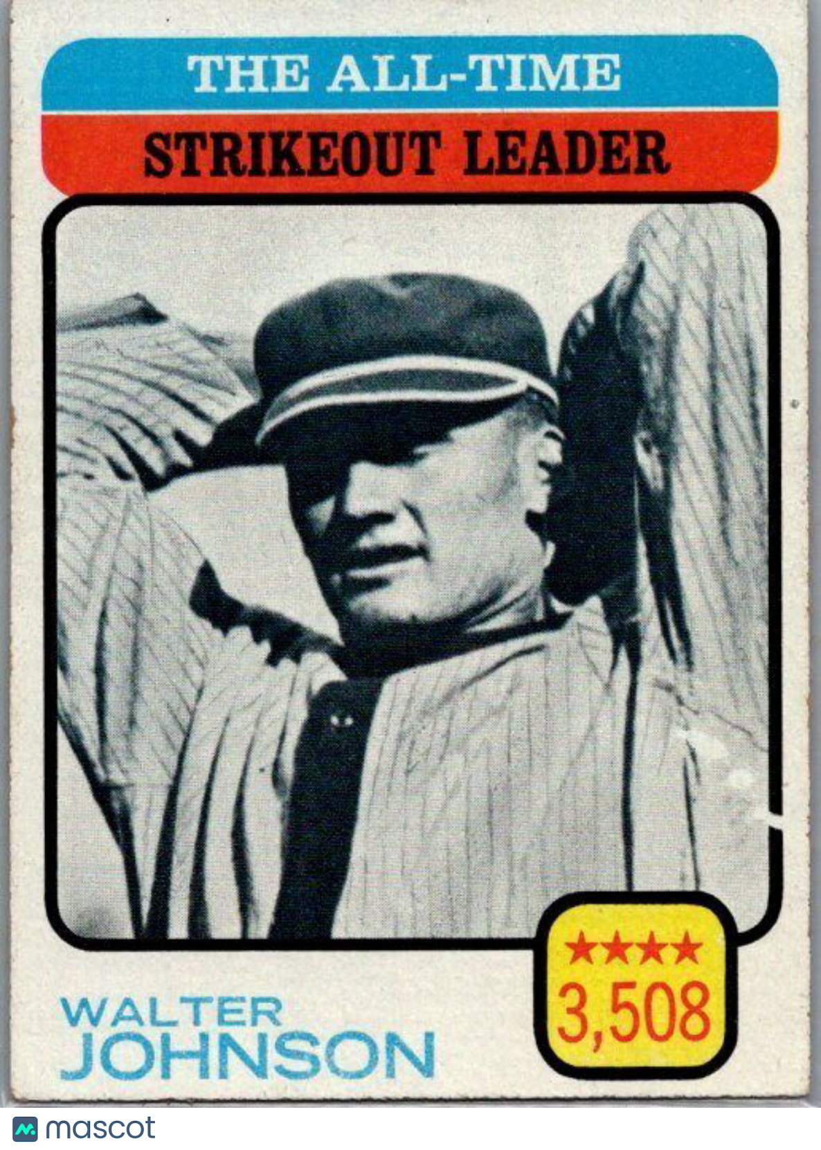 1973 Topps #478 The All-Time Strikeout Leader - Walter Johnson