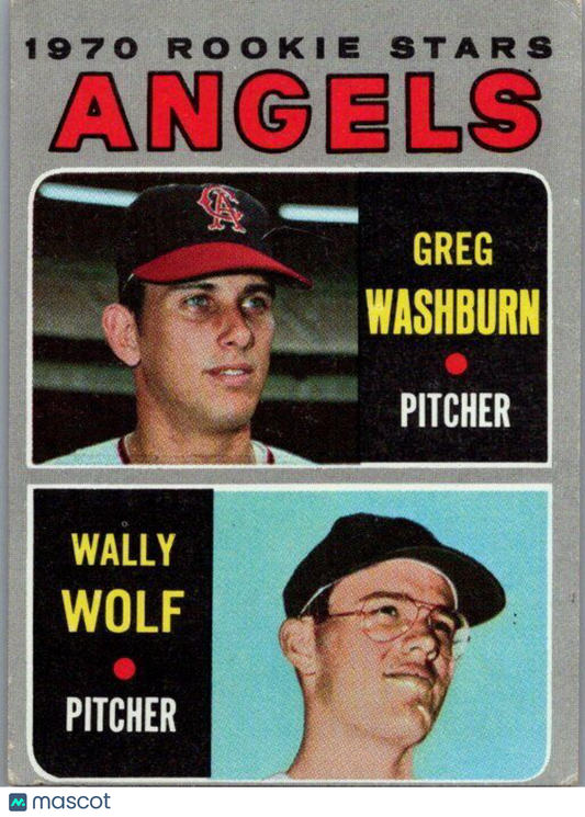 1970 Topps #74 Angels 1970 Rookie Stars (Greg Washburn / Wally Wolf) RS, RC