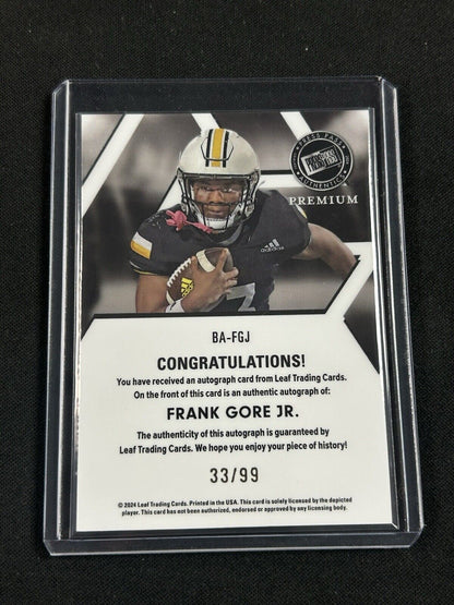 2024 Leaf Press Pass Premium Frank Gore Jr Auto /99