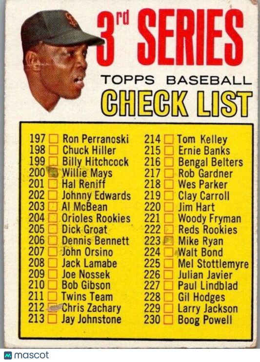 1967 Topps - 214 is Tom Kelley #191 Willie Mays