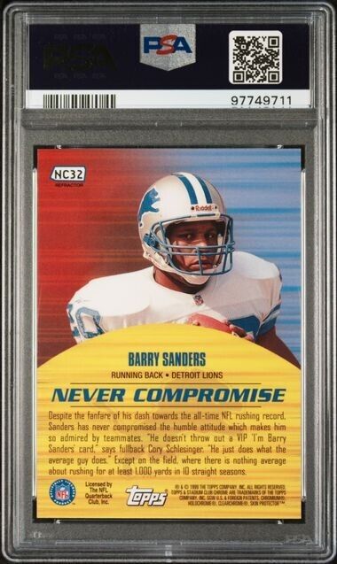 1999 Stadium Club Chrome Never Compromise REFRACTOR Barry Sanders #NC32 PSA 9 MT