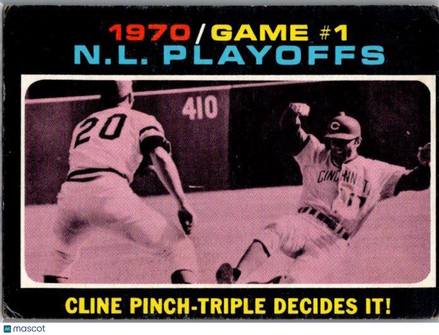 1971 Topps #199 1970 N.L. Playoffs Game 1: Cline Pinch-Triple Decides It!