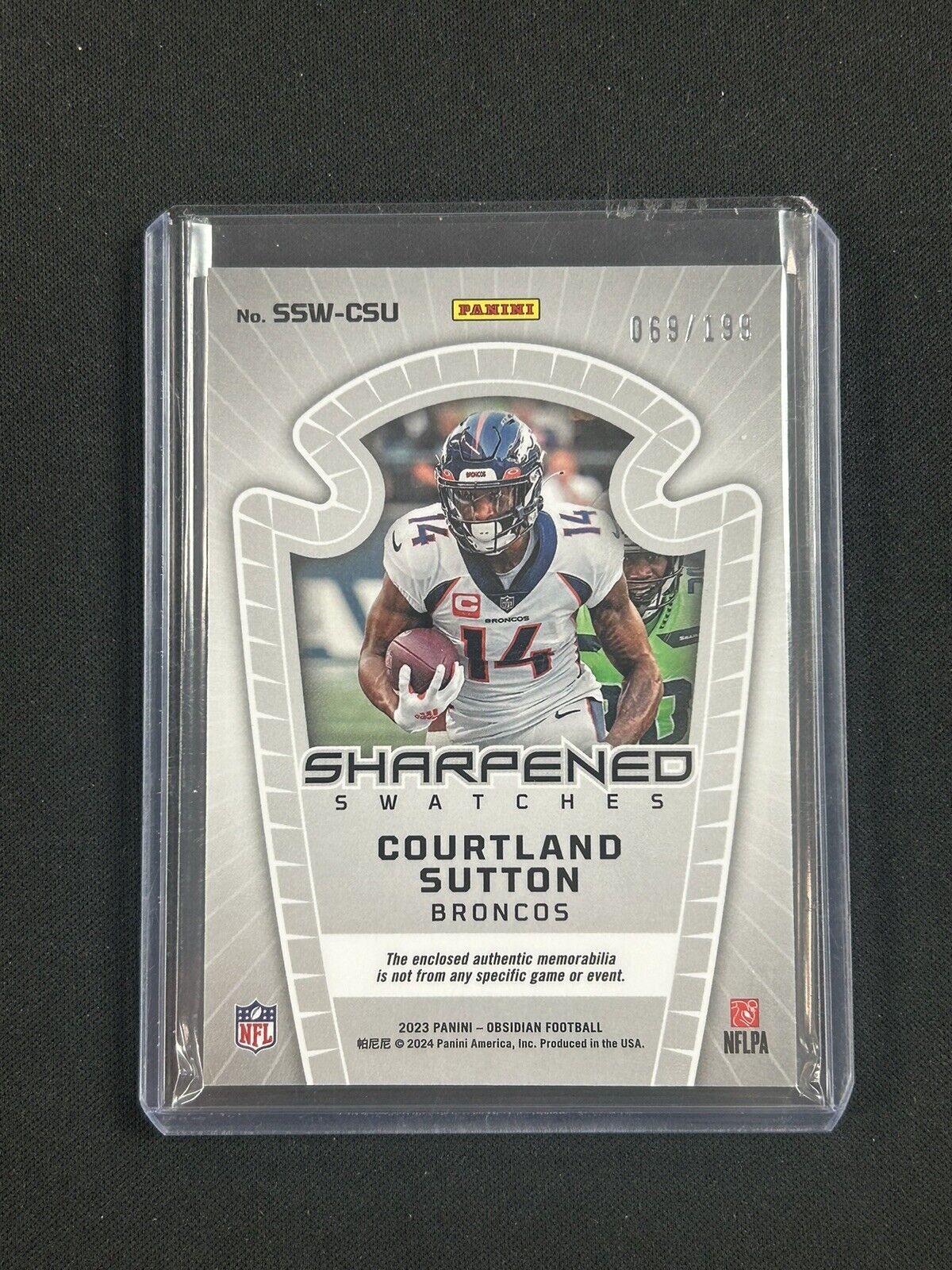 2023 Panini Obsidian Sharpened Swatches #20 Courtland Sutton Jersey /199 - NM-MT