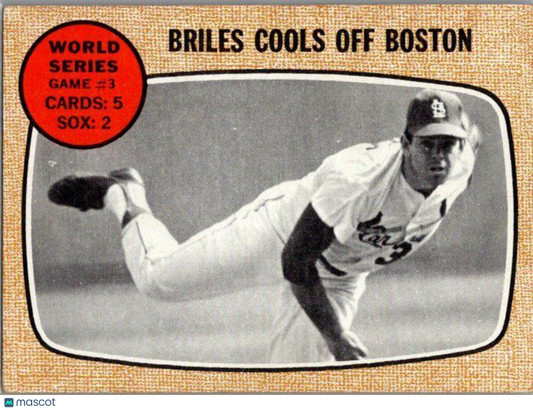 1968 Topps #153 World Series Game #3 - Briles Cools Off Boston