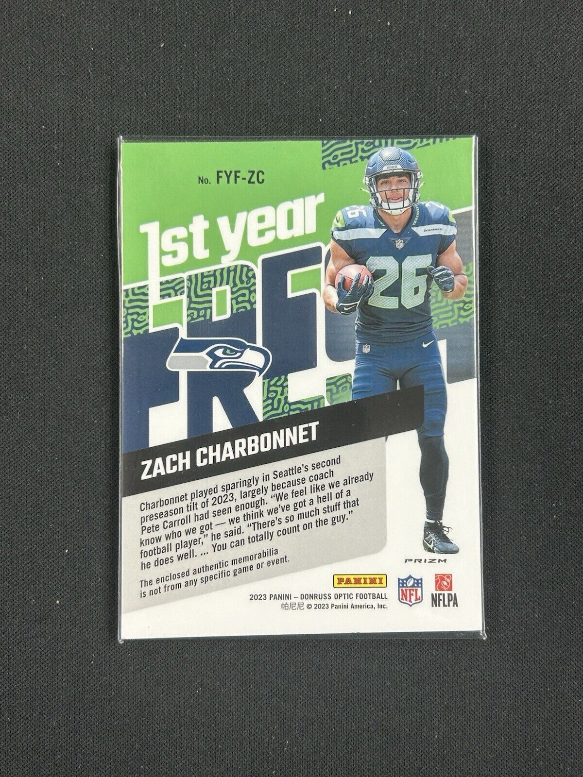 2023 Panini Donruss Optic 1st Year Fresh Zach Charbonnet