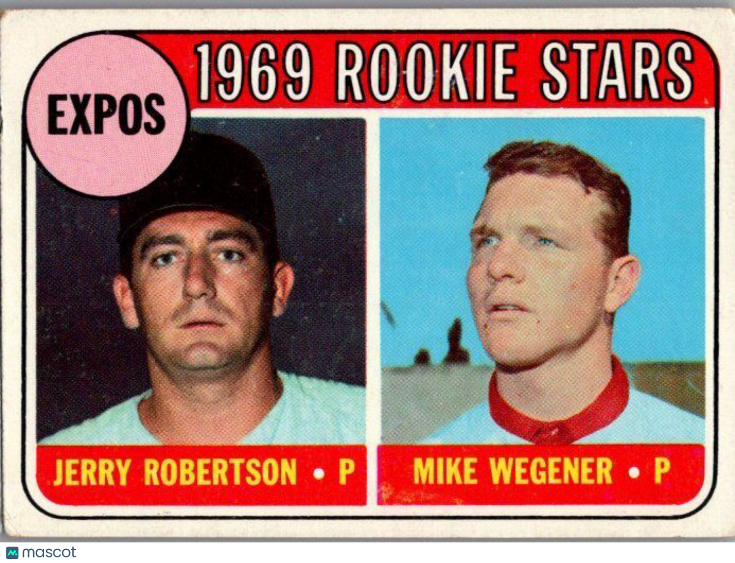 1969 Topps #284 Expos 1969 Rookie Stars (Jerry Robertson / Mike Wegener) RS, RC