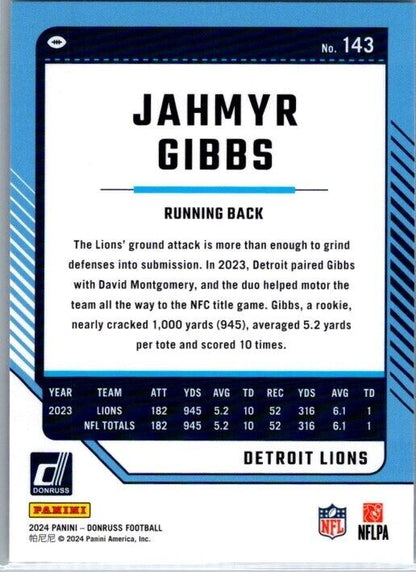 2024 Panini Donruss - #143 Jahmyr Gibbs