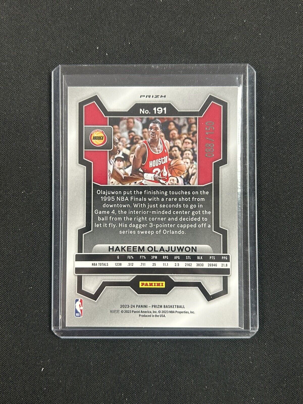 2023 Panini Prizm Blue Disco Hakeem Olajuwon /150