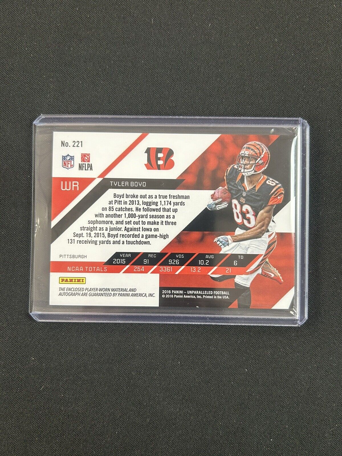 2016 Panini Unparalleled - RPS Rookie Auto Jersey #221 Tyler Boyd /199