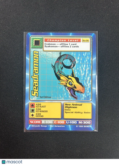 1999 Digimon Champion Seadramon #BO-06  1st Edition  Near Mint