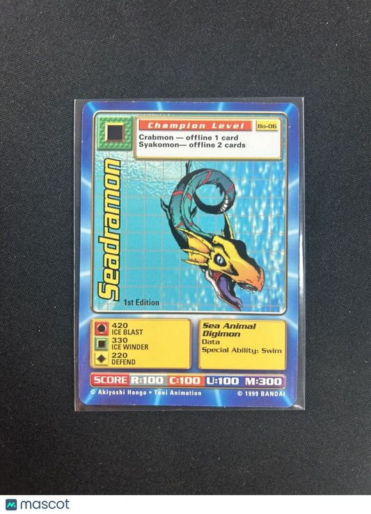 1999 Digimon Champion Seadramon #BO-06  1st Edition  Near Mint