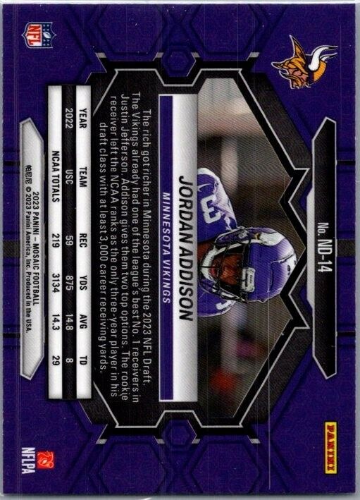 2023 Panini Mosaic - NFL Debut #ND-14 Jordan Addison (RC)