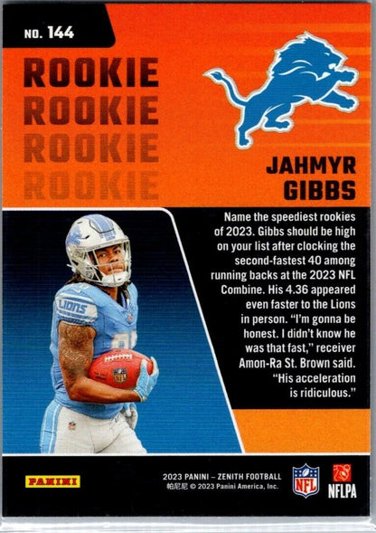 2023 Panini Zenith Red Zone - #144 Jahmyr Gibbs (RC)