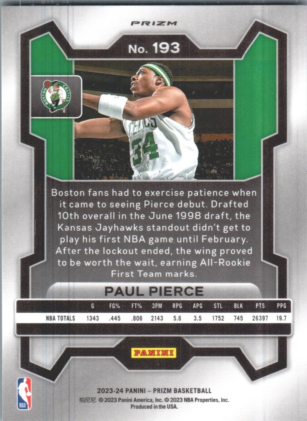 2023-24 Panini Prizm - Green #193 Paul Pierce