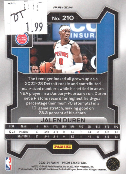 2023-24 Panini Prizm - Ice Prizm #210 Jalen Duren