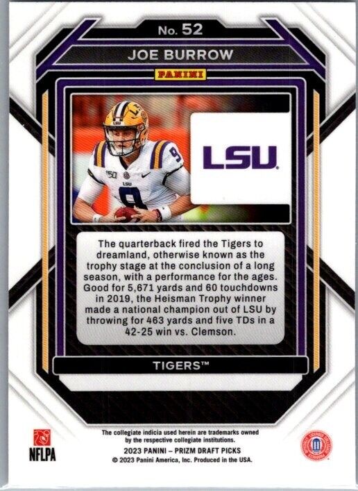 2023 Panini Prizm Draft Picks - #52 Joe Burrow