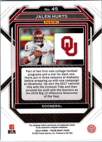 2023 Panini Prizm Draft Picks - #45 Jalen Hurts