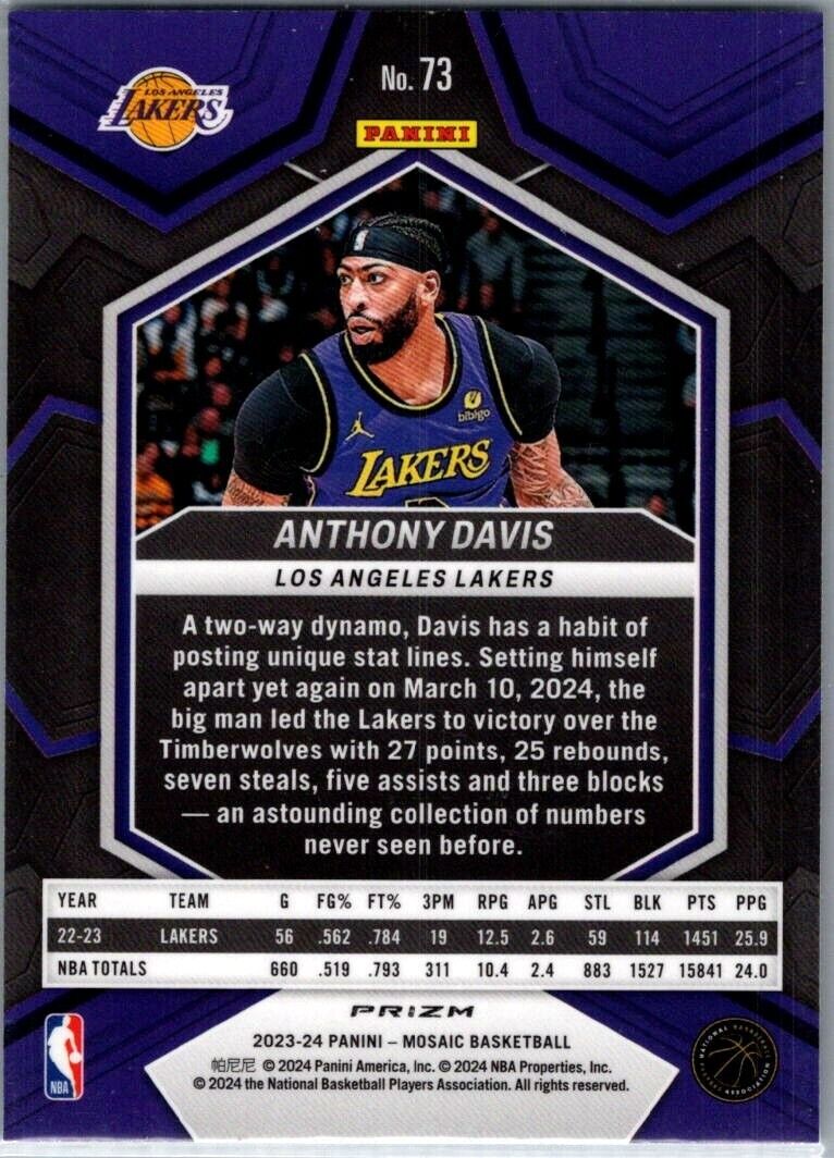 2023 Panini Mosaic Anthony Davis #176 Green Mosaic