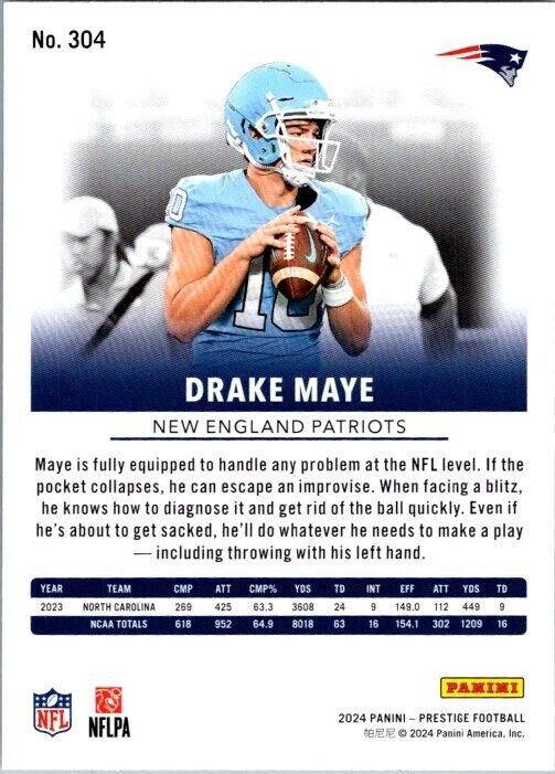 2024 Panini Prestige - Rookies #304 Drake Maye (RC)